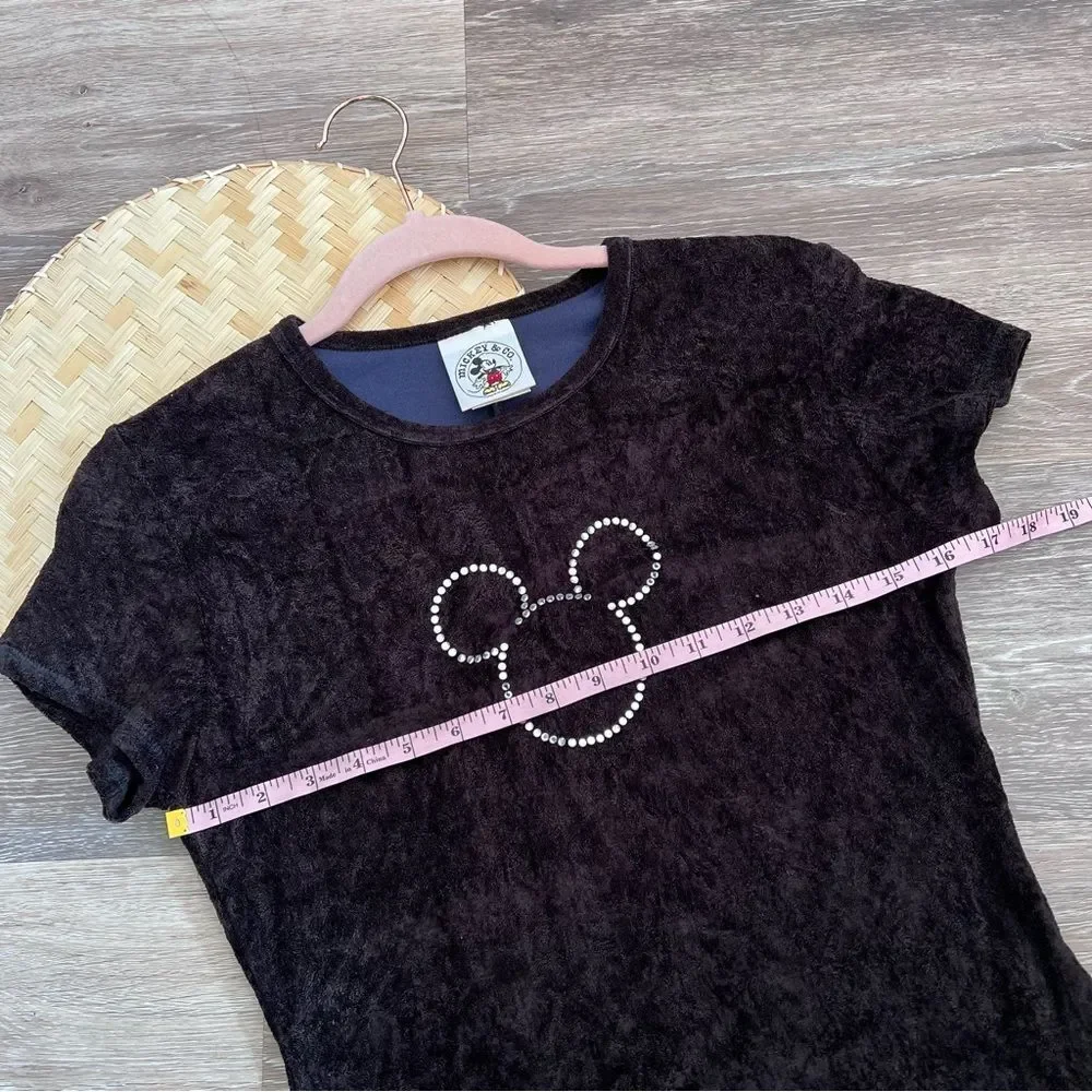 RARE vintage 1995 Mickey & Co little black velvet dress w/ rhinestone Disney - Picture 8 of 9